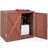 HOMASIS Armoire de jardin en bois, résistante aux intempéries, armoire en bois avec doubles...