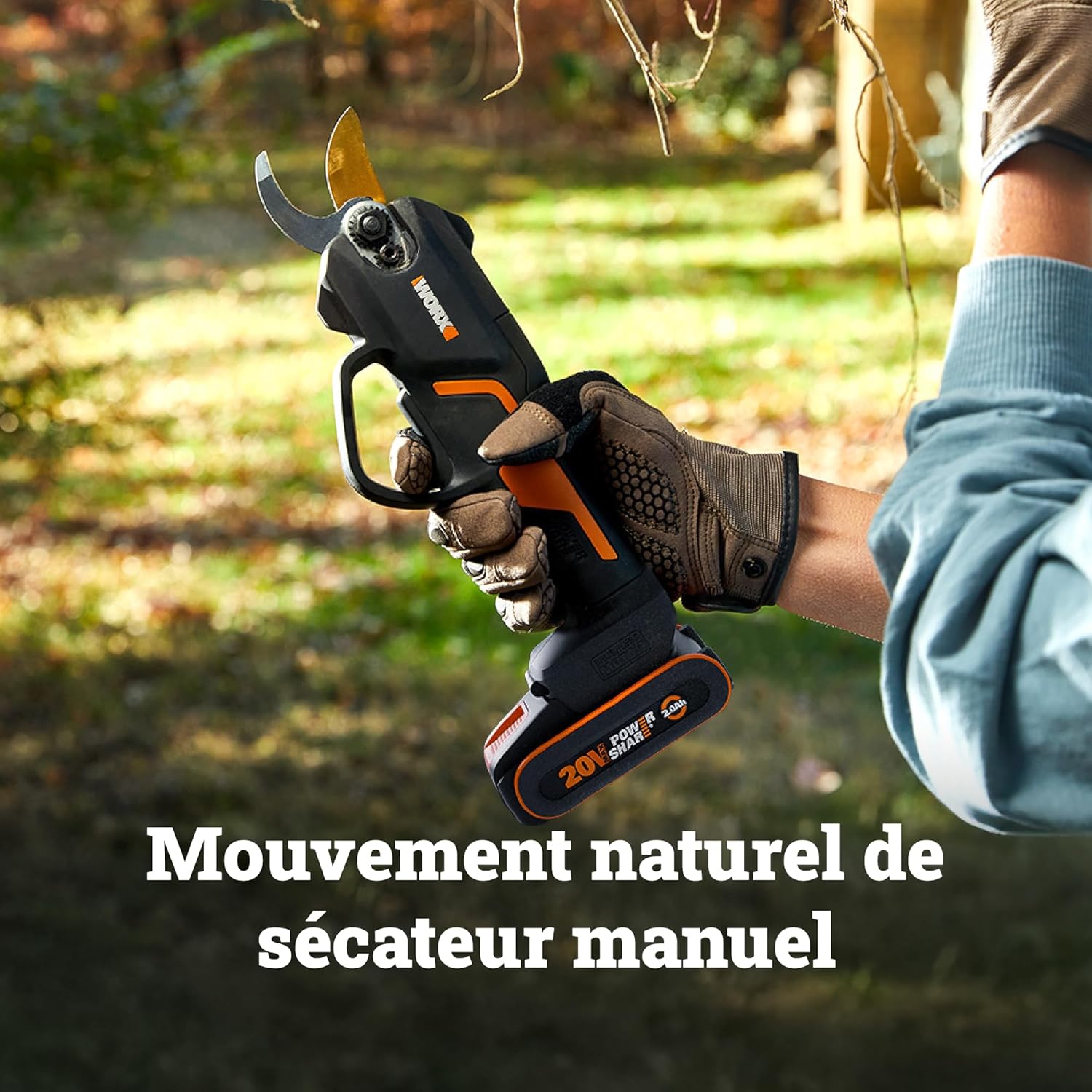 WORX - Sécateur sans fil 20V, coupe 25mm, Brushless, compact WG330E