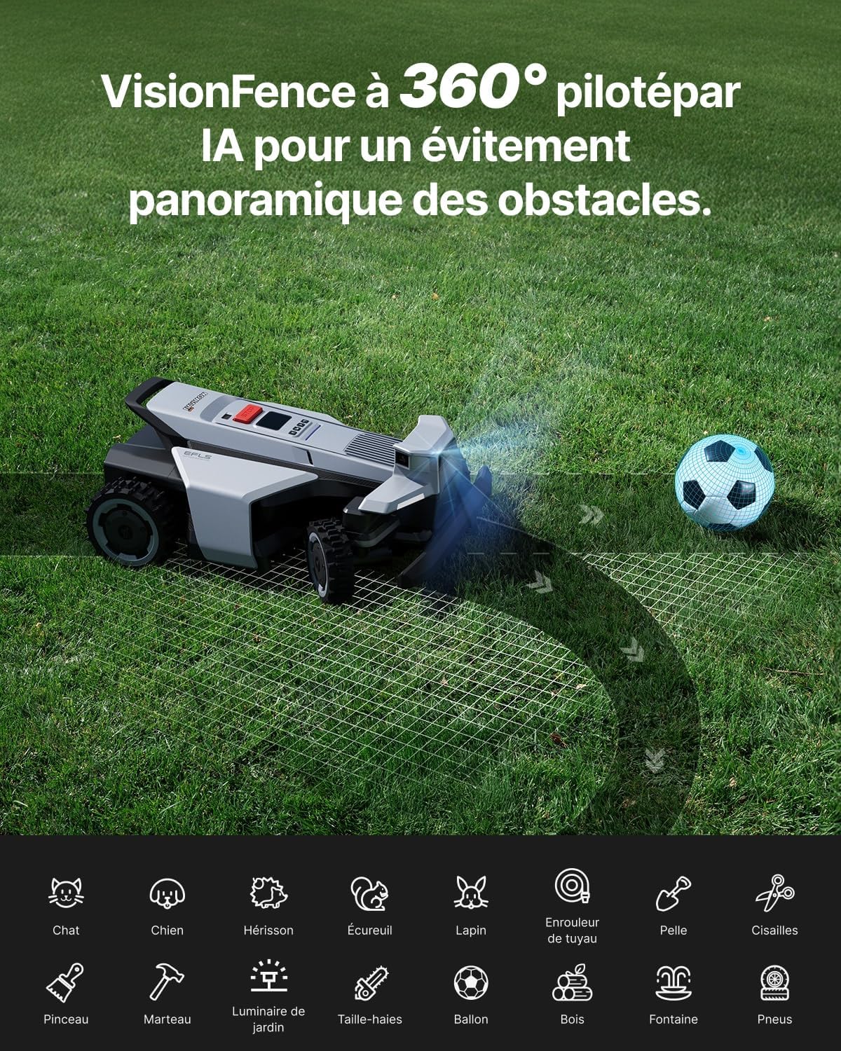 Segway - Navimow X420 - tondeuse robot, 4 roues, pente 84%, coupe 25–95 mm, 2000 m² - X420