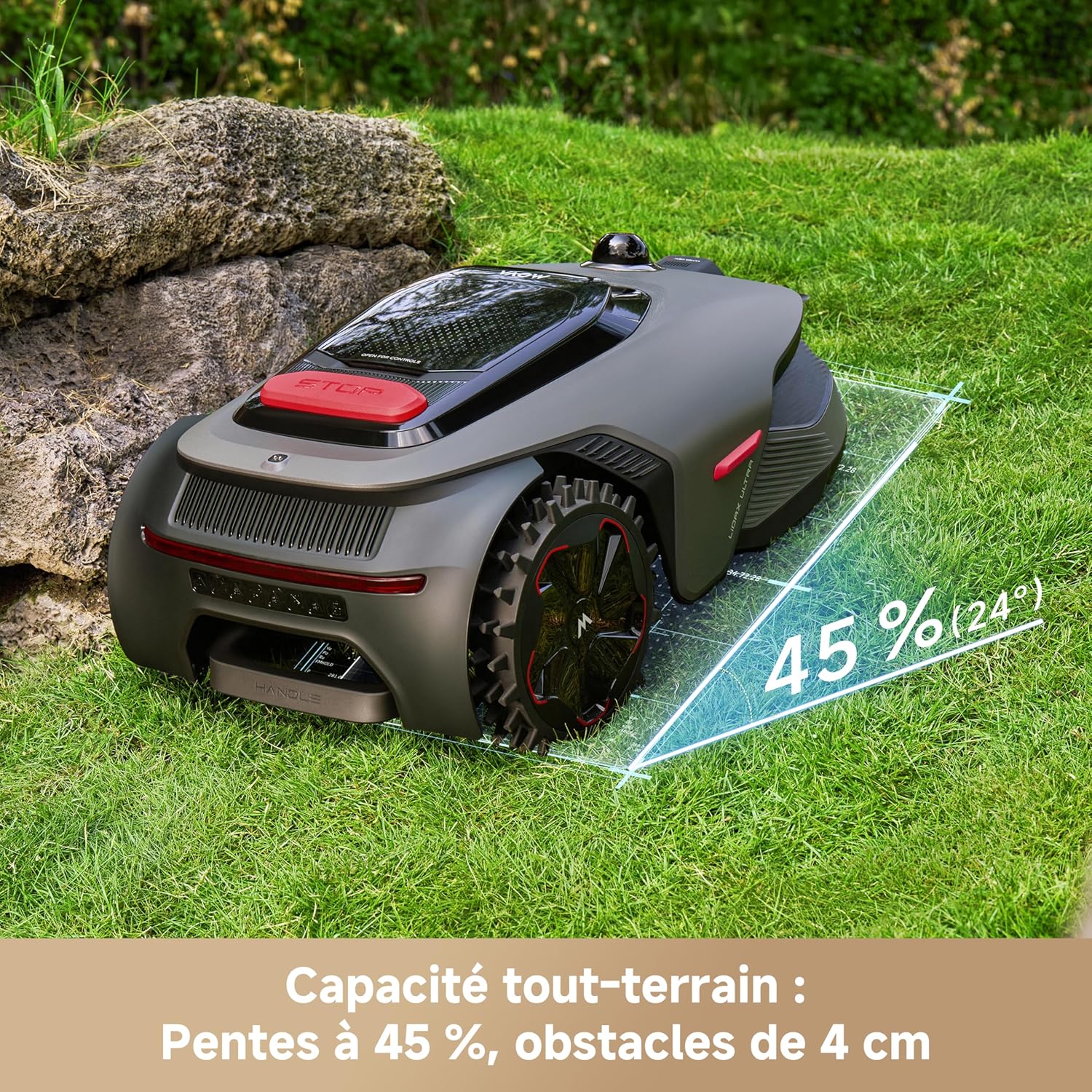 MOVA - LiDAX Ultra - Robot 800 m², IA LiDAR 3D, coupe 5 cm, toutes zones, sécurité animaux, tonte en U - Ultra800