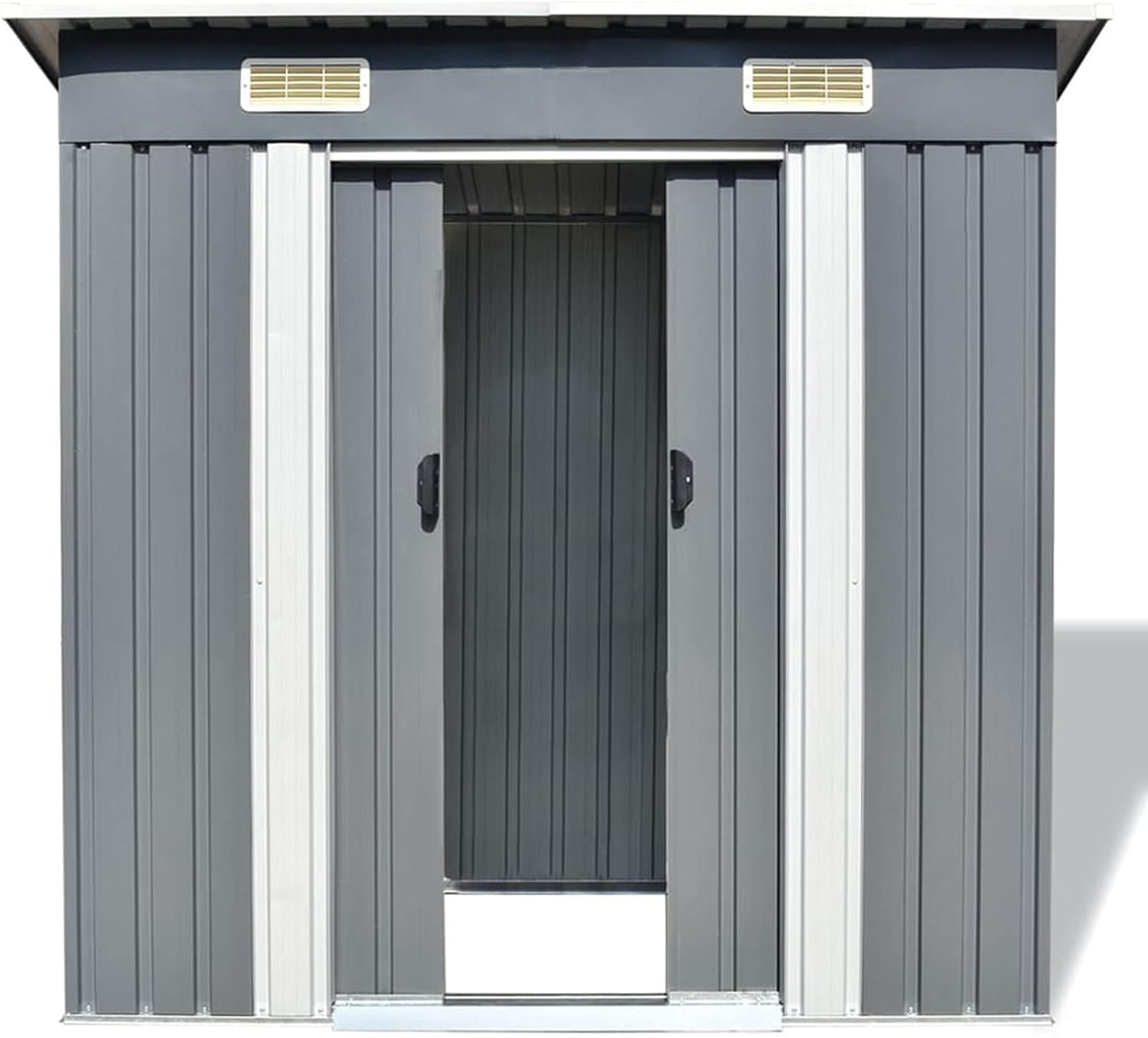 Homgoday - Abri de jardin métal - gris - spacieux, résistant