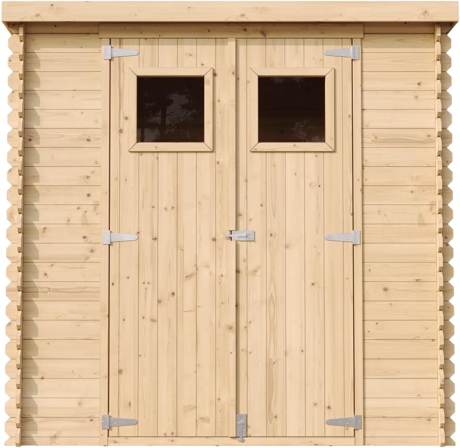 Abri de Jardin en Bois avec Sol TRAITÉ TIMBELA M311+M311G - Stockage extérieur l204xL142xH200cm//2.22m2- Petit abri à Outils, Local à vélos - Toit imperméable, fenêtres