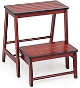 Giantex Marchepied 2 marches en bois massif pliable, escabeau 45 x 33 x 48 cm