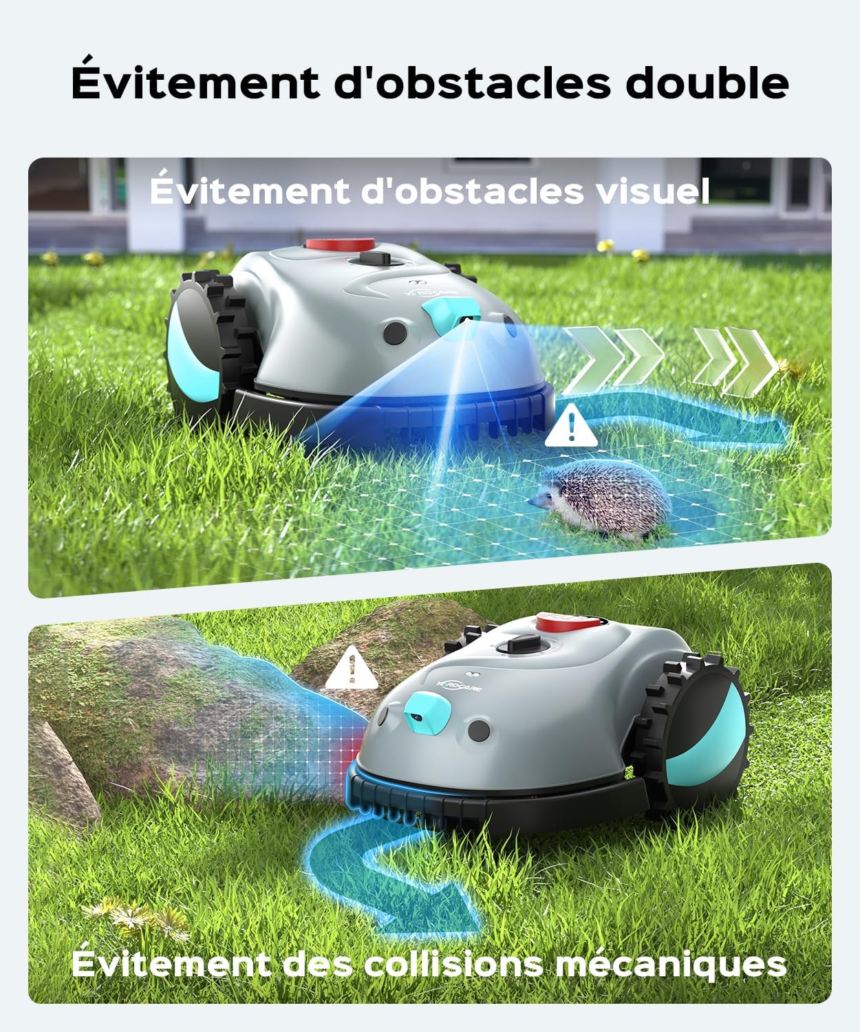 YARDCARE - robot tondeuse série V100 - coupe spirale, navigation visuelle, batterie 4Ah, détection obstacles - V100