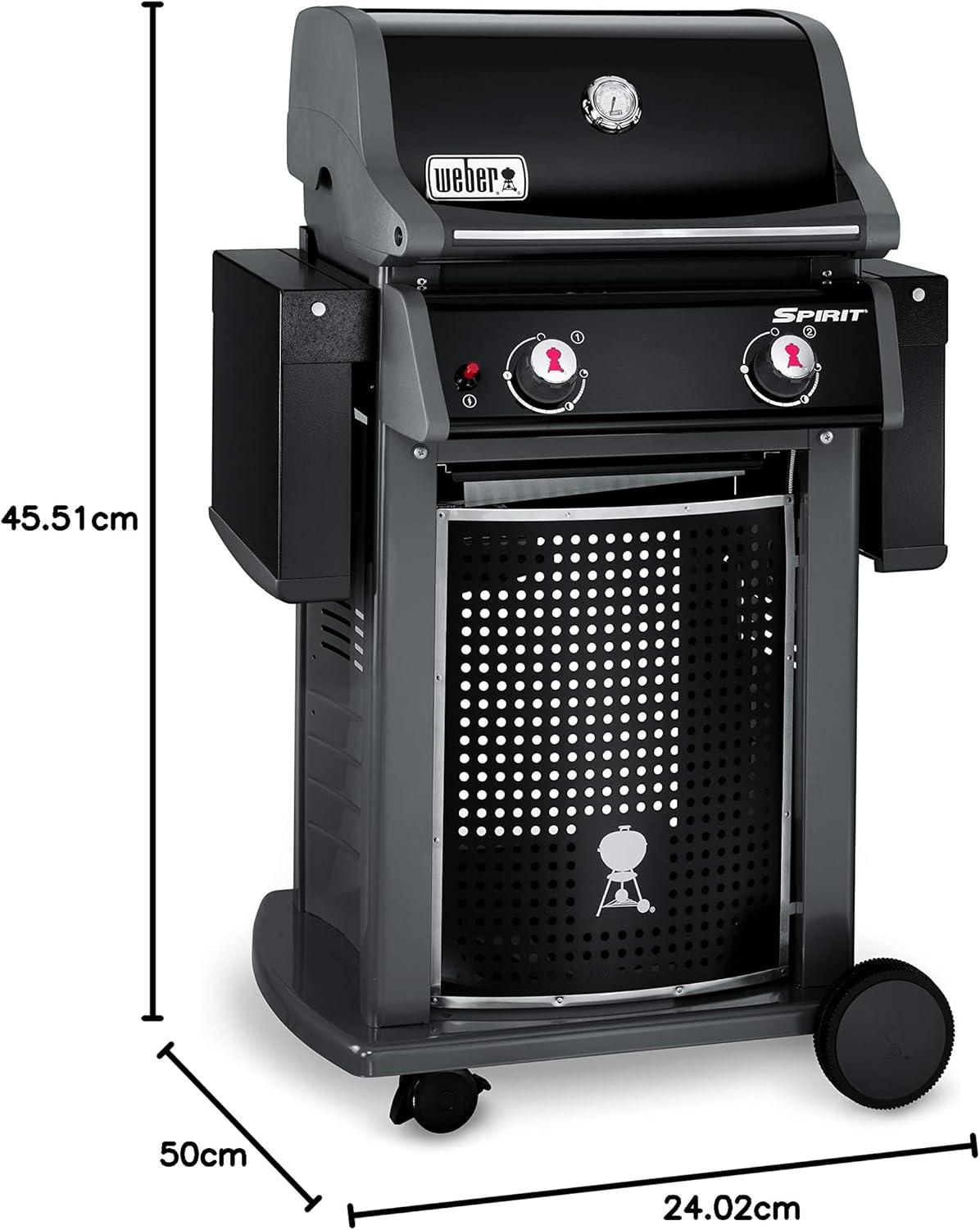 Weber - Spirit II (série E-310) - 60x46 cm - 3 brûleurs, grilles Gourmet, GS4, tablettes, noir/argent