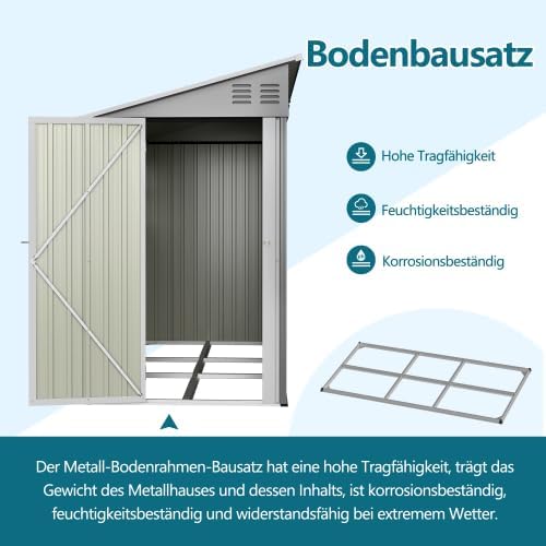 Abri de jardin, abri à outils, abri en métal, 4 x 10 m, avec kit de sol, charge lourde, toit en appenti, double porte à monter à gauche/droite, 2 fenêtres, ventilation