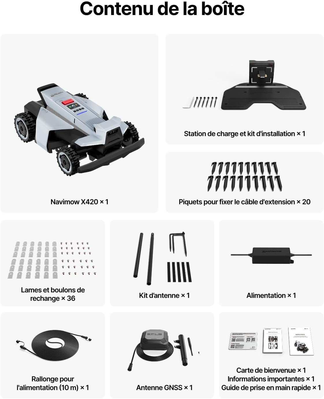 Segway - Navimow X420 - tondeuse robot, 4 roues, pente 84%, coupe 25–95 mm, 2000 m² - X420