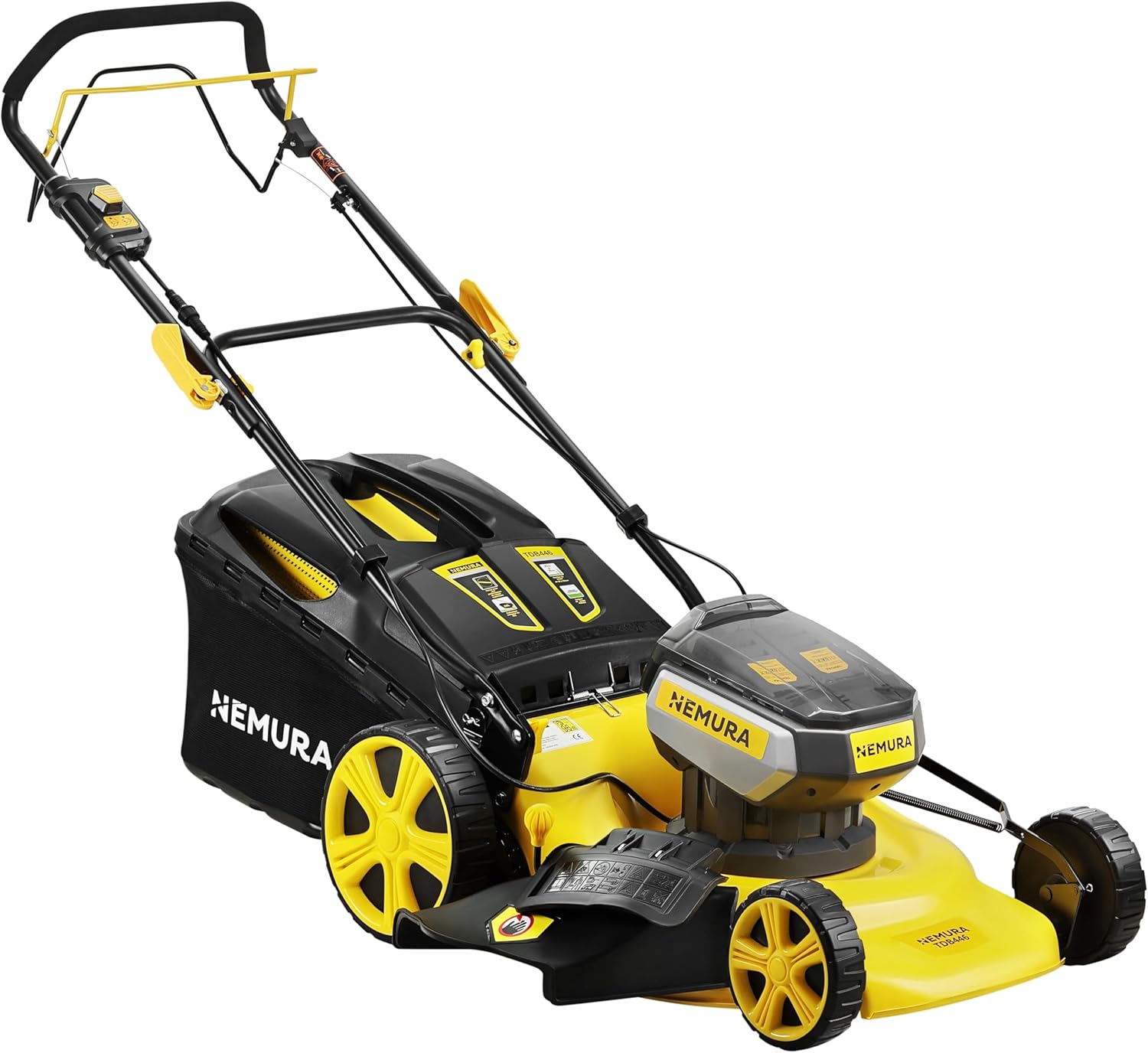 Nemura Tondeuse Autotractée à Batterie 80 V (2x40V) - Coupe 46 cm - Jusqu'à 500 m2 - Fonction Mulching - Livrée avec 2 Batteries 4Ah et 2 chargeurs - Marque Française