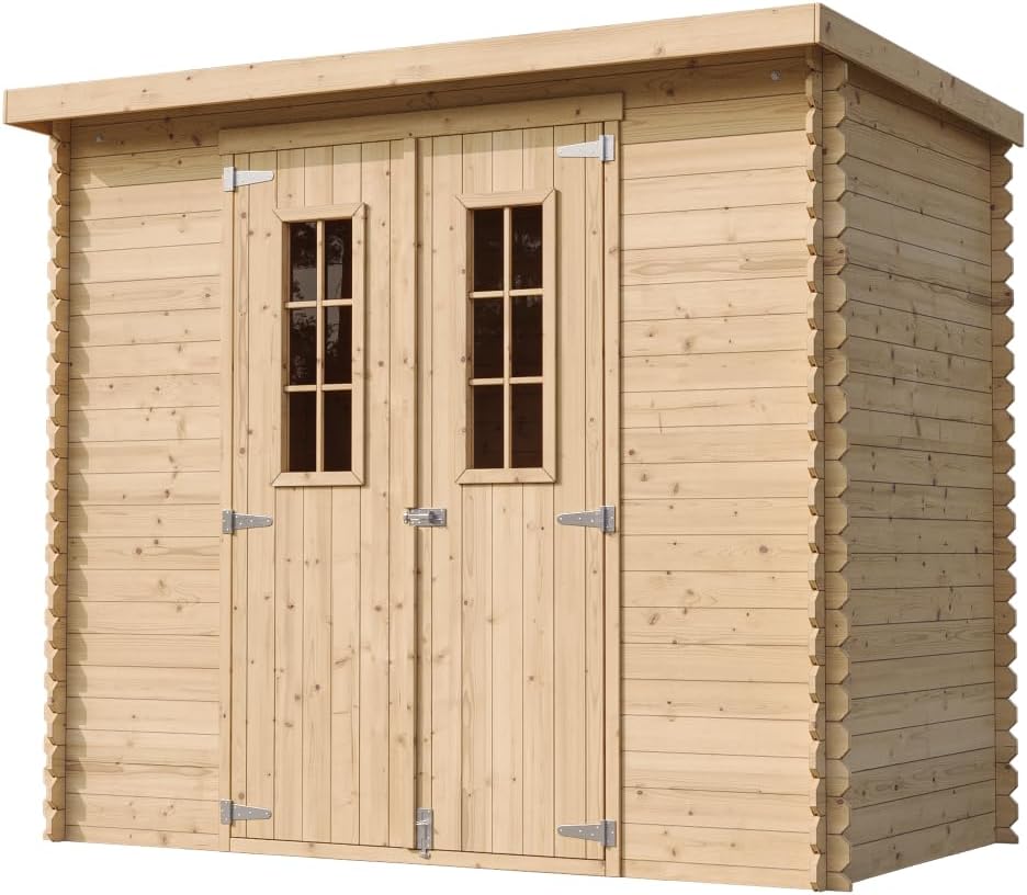 Abri de Jardin en Bois avec Sol TRAITÉ - Stockage extérieur l239xL142xH200cm/2.63 m2 - Petit abri à Outils, Local à vélos - TIMBELA M310C+M310G