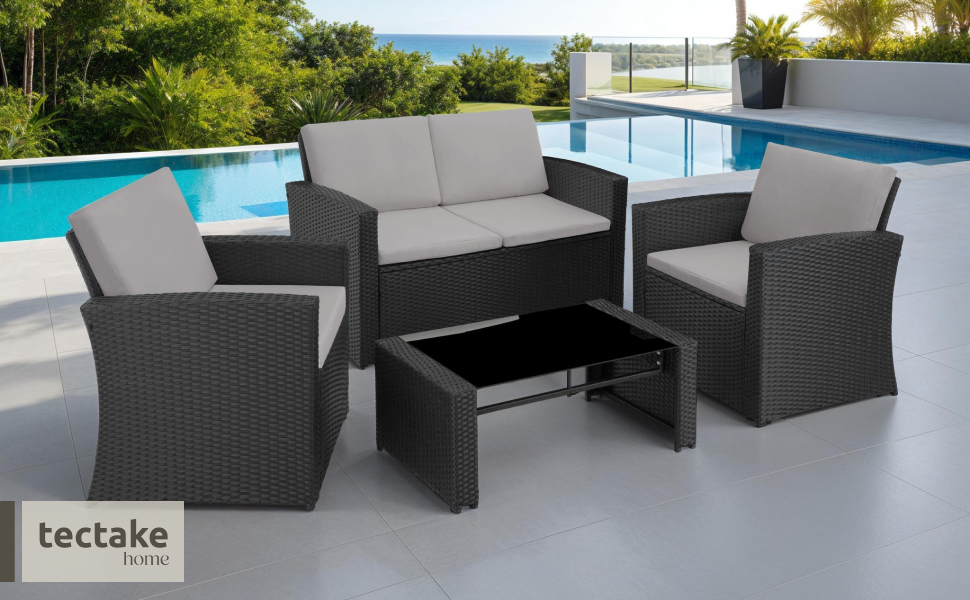 Header-Bild 405015 Lucca Salon de jardin en rotin Noir/gris