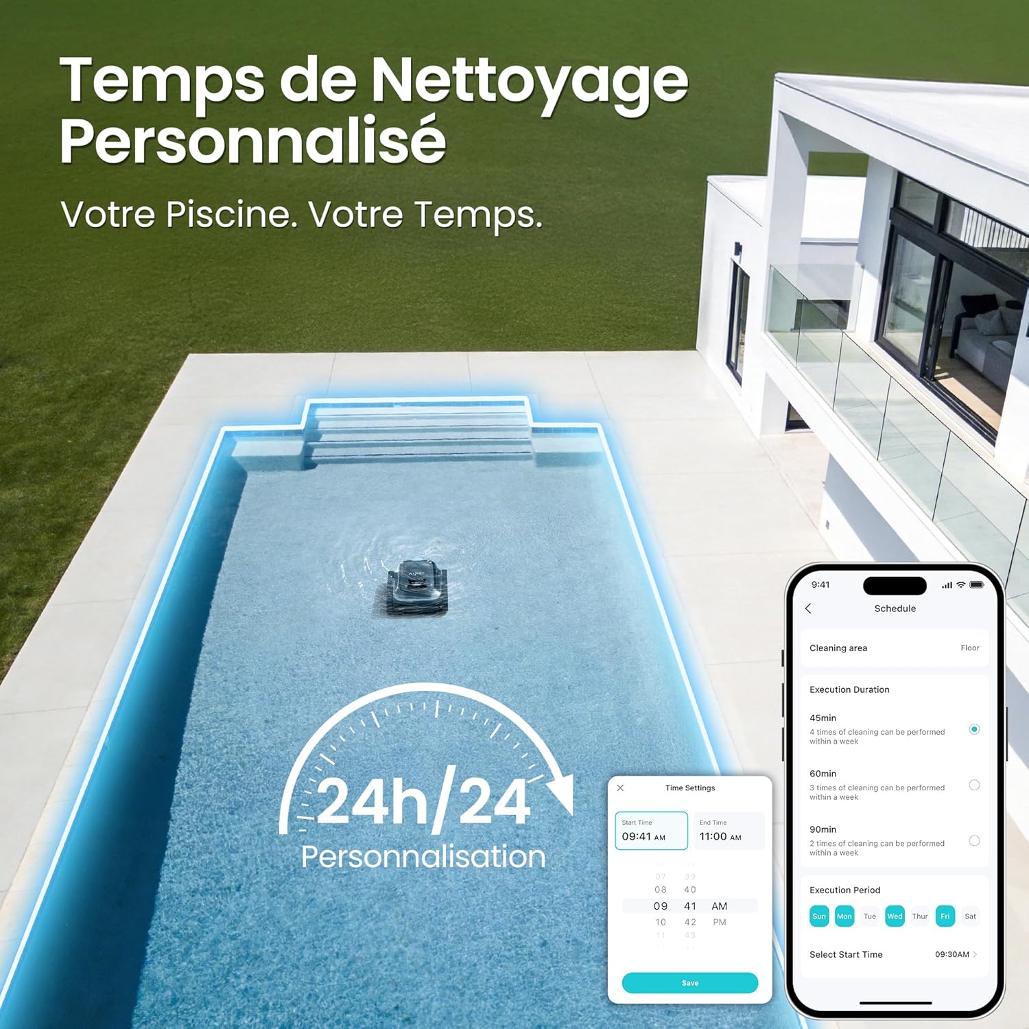 (2026 Upgrade) Aiper Scuba S1 Robot Piscine, Plan Hebdomadaire Personnalisé, Autonomie de 270 Min, Filtration Ultra-Fine, Nettoyage Fond/Parois/Ligne d’Eau, Navigation 11 Capteurs, Contrôle Via App