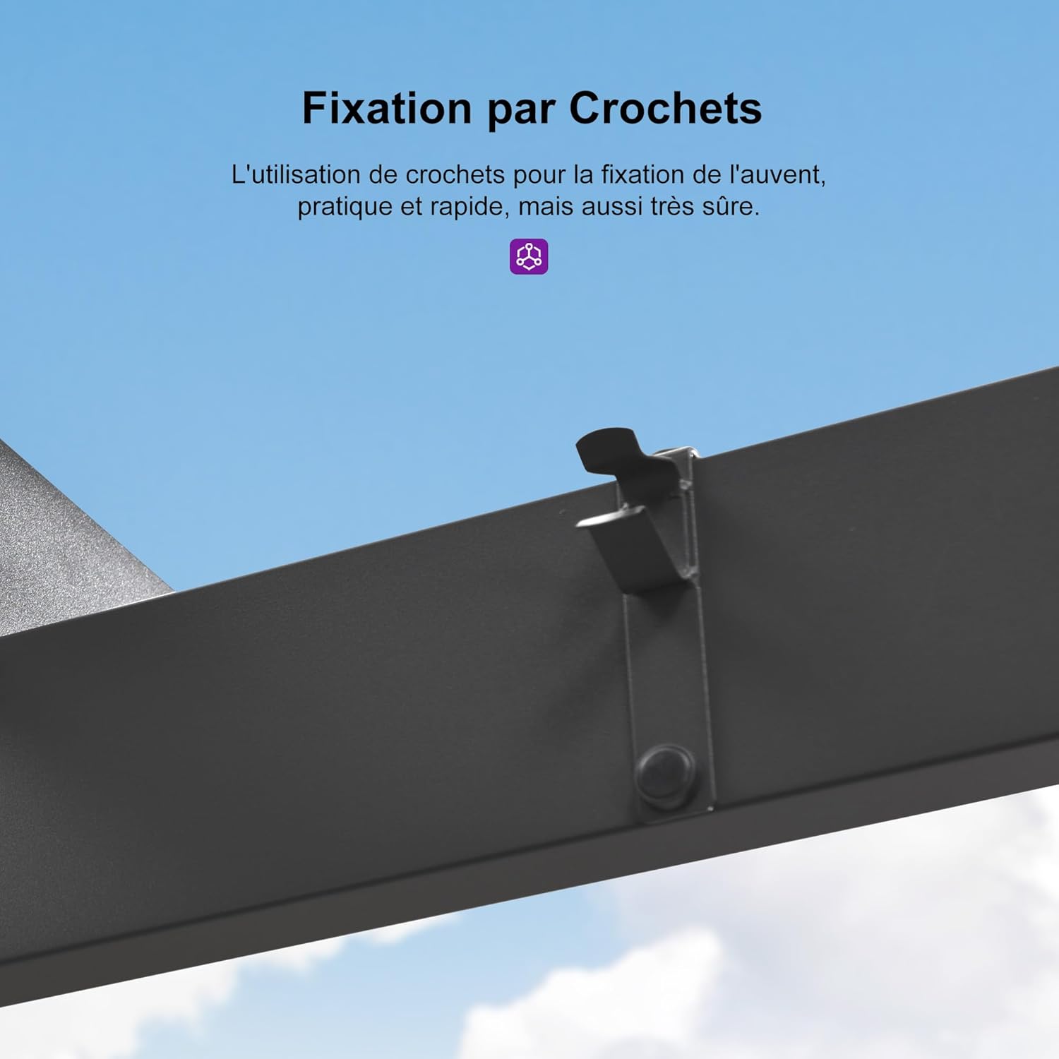 PURPLE LEAF - pergola aluminium - 4 x 3,2 m - toit coulissant, tissu teint, gris