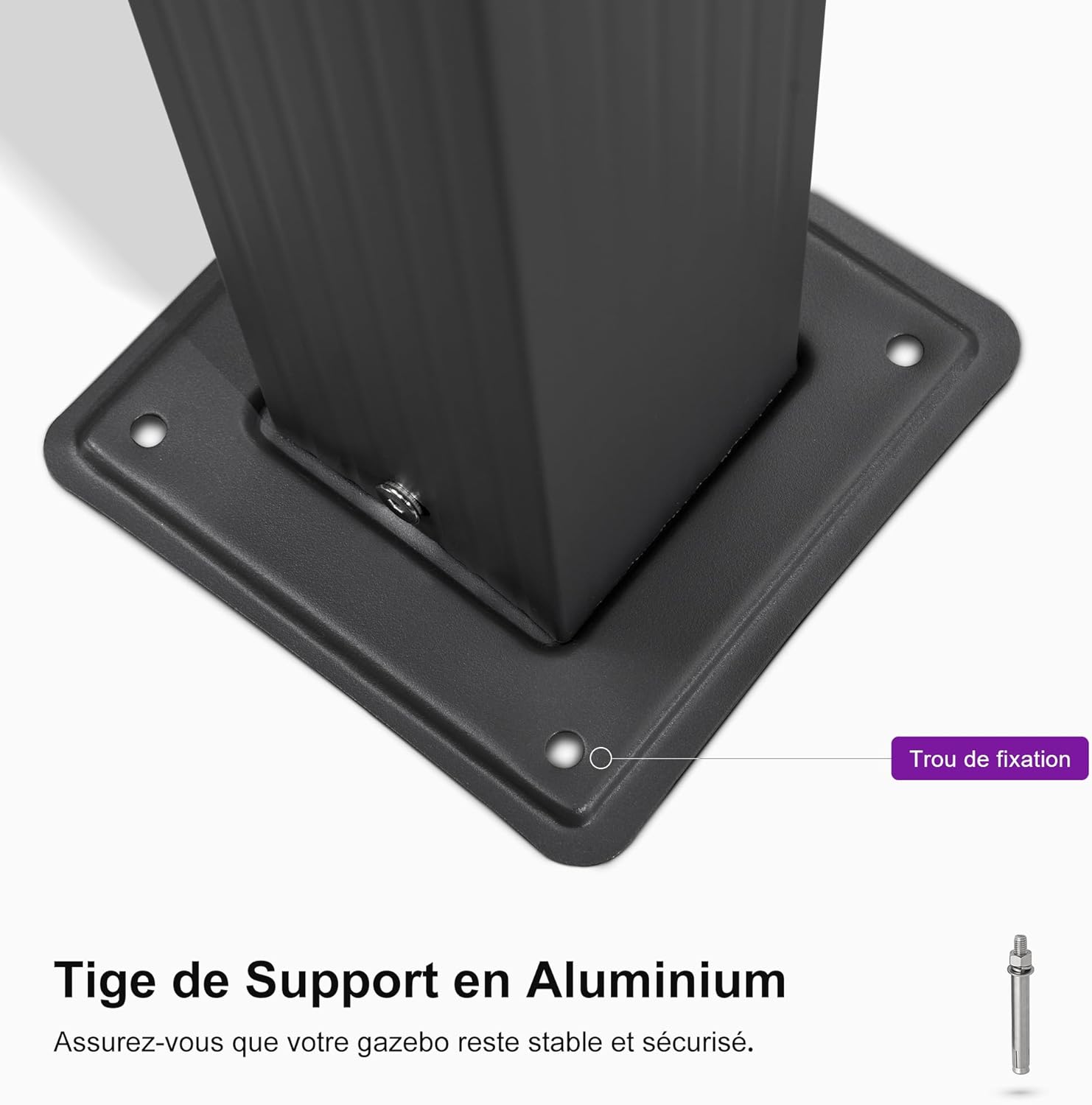 PURPLE LEAF - pergola aluminium - 4 x 3,2 m - toit coulissant, tissu teint, gris