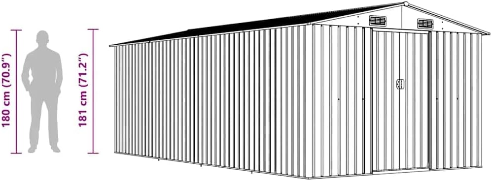 vidaXL - Abri de jardin métal vert - 257x489x181 cm - terrasse, outils