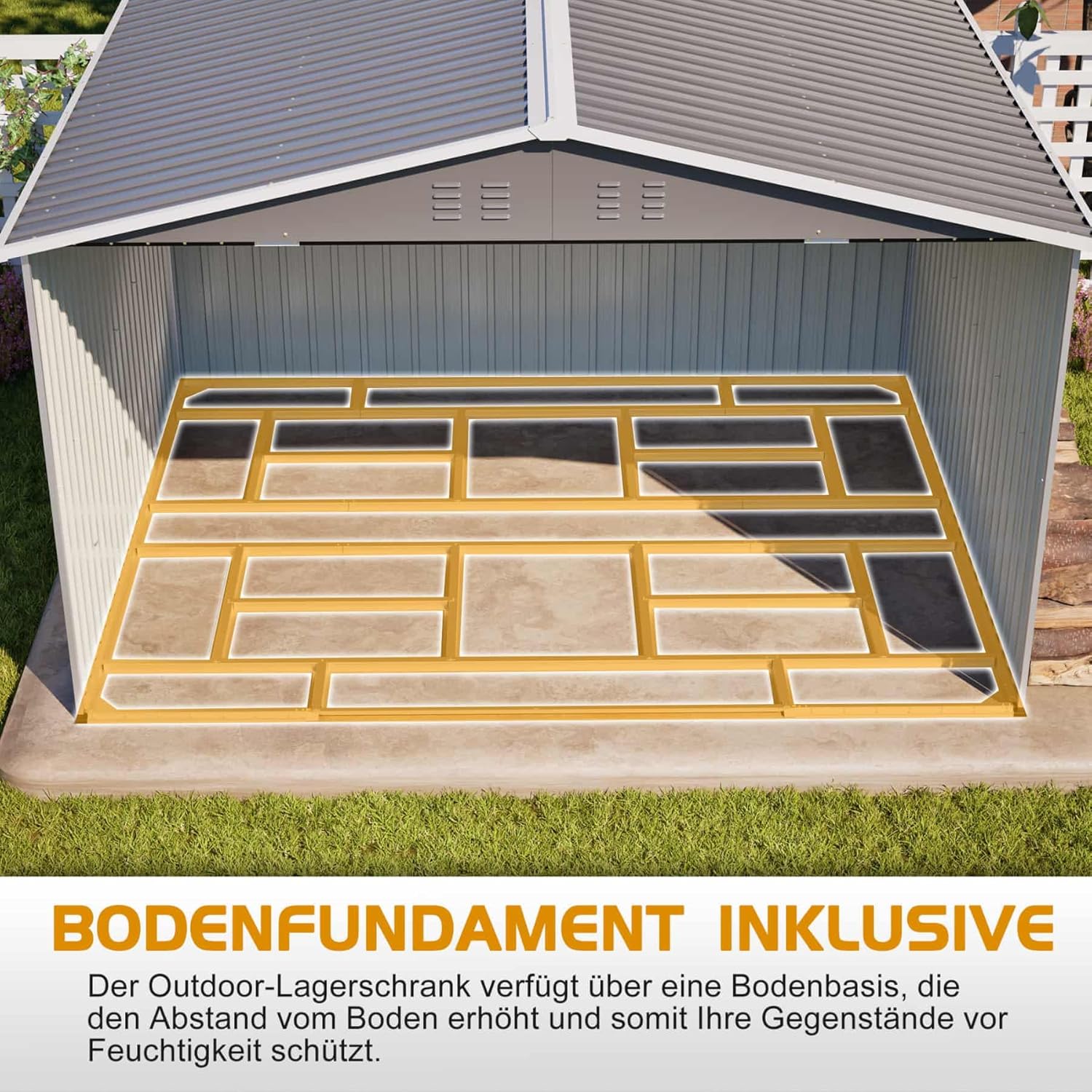 YEHTOKHOME - abri de jardin métal - 300x252x191cm - double porte coulissante, ventilation - Gris-C