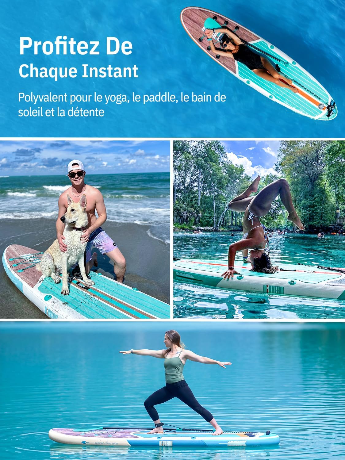 Niphean - Stand Up Paddle Gonflable 320cm - 200kg, 2 personnes, siège