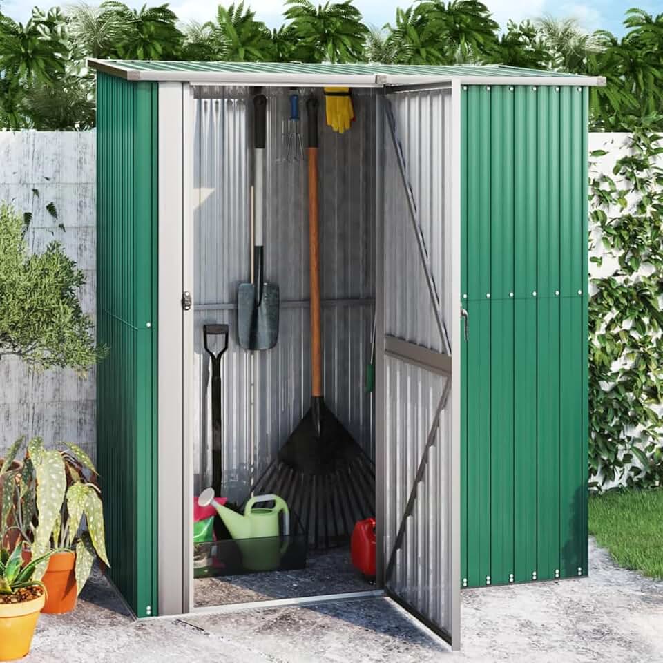 ShGaxin - abri de jardin en acier galvanisé vert - 180x97x200 cm - extérieur robuste