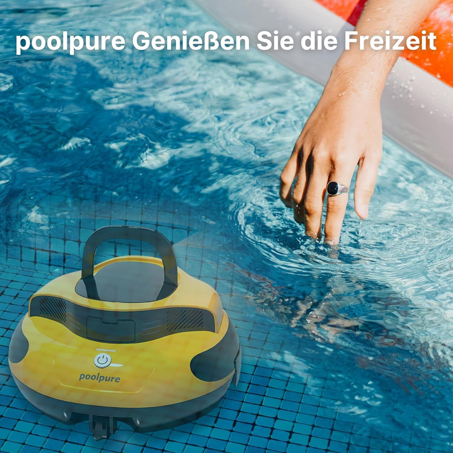 POOLPURE - Aspirateur piscine 90㎡ - 5000mAh, double moteur, LED, IPX8
