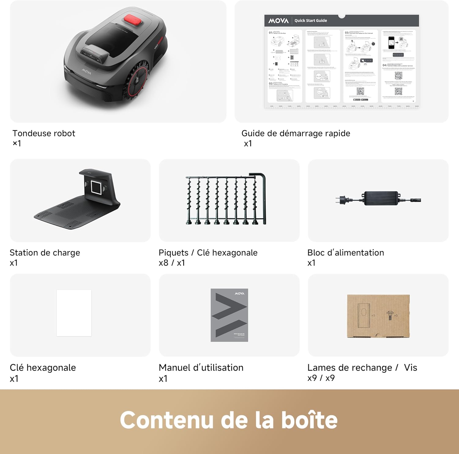 MOVA - Robot tondeuse ViAX - 250 m² - AI, sans fil, coupe bordure, ViAX250