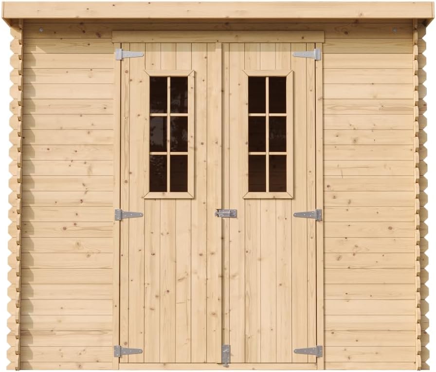 Abri de Jardin en Bois avec Sol TRAITÉ - Stockage extérieur l239xL142xH200cm/2.63 m2 - Petit abri à Outils, Local à vélos - TIMBELA M310C+M310G