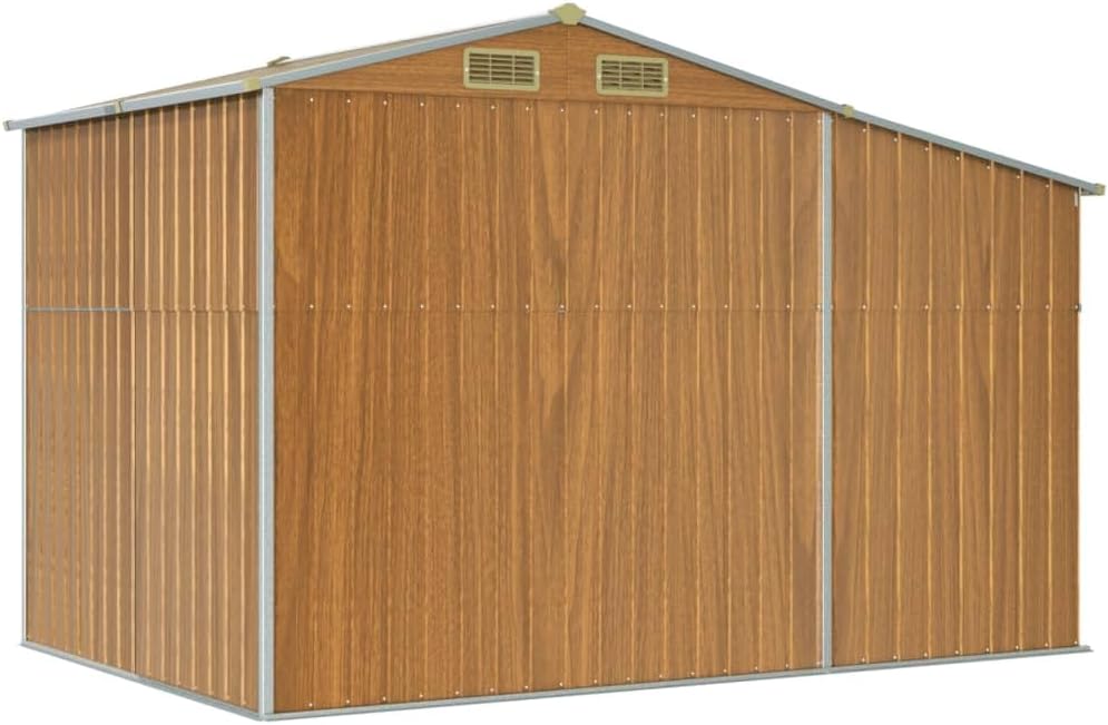 vidaXL - Abri de jardin avec poignées - 277x192,5x179 cm - acier galvanisé, toit incliné