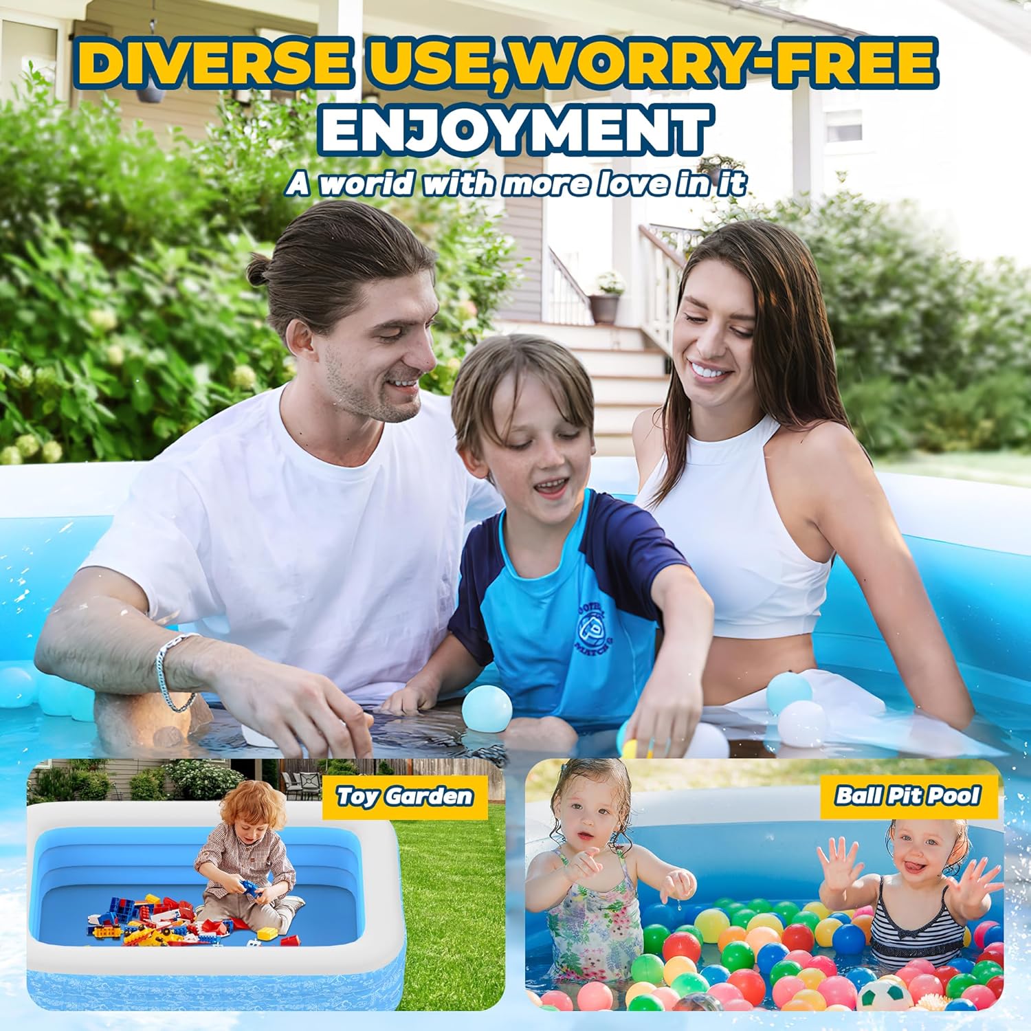 CACSPS - Piscine gonflable famille 300x165x56cm, robuste, pour jardin CACSPS