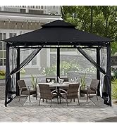 ABCCANOPY 3,35 x 3,35 m Tonnelle de jardin pour terrasse Double toit Toit de jardin Pavillon d'arrière-cour avec...
