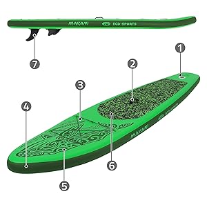 ECD Germany planche de stand up vert paddling makani 320x80x15 cm SUP gonflable paddle board de surf
