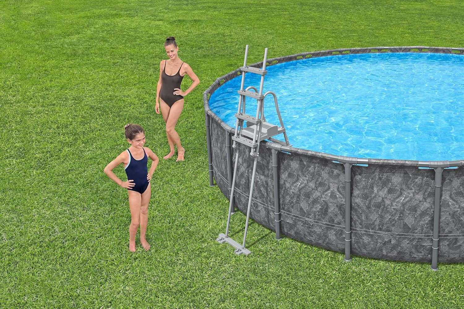 Bestway Kit Piscine Hors Sol Ronde APX 365-549 cm x 549 cm x 132 cm - Gris foncé