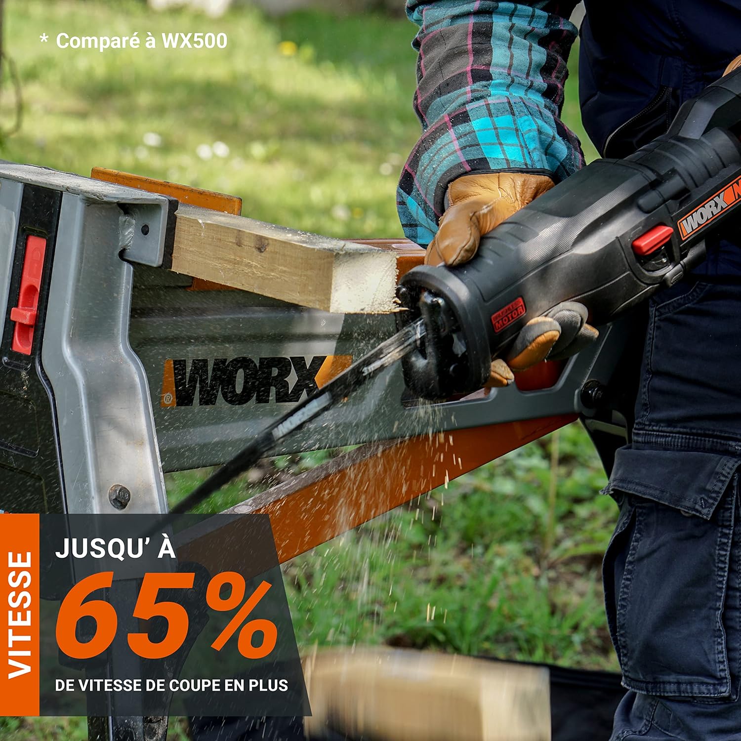 WORX - Scie sabre brushless, 29mm course, 20V, légère, WX516