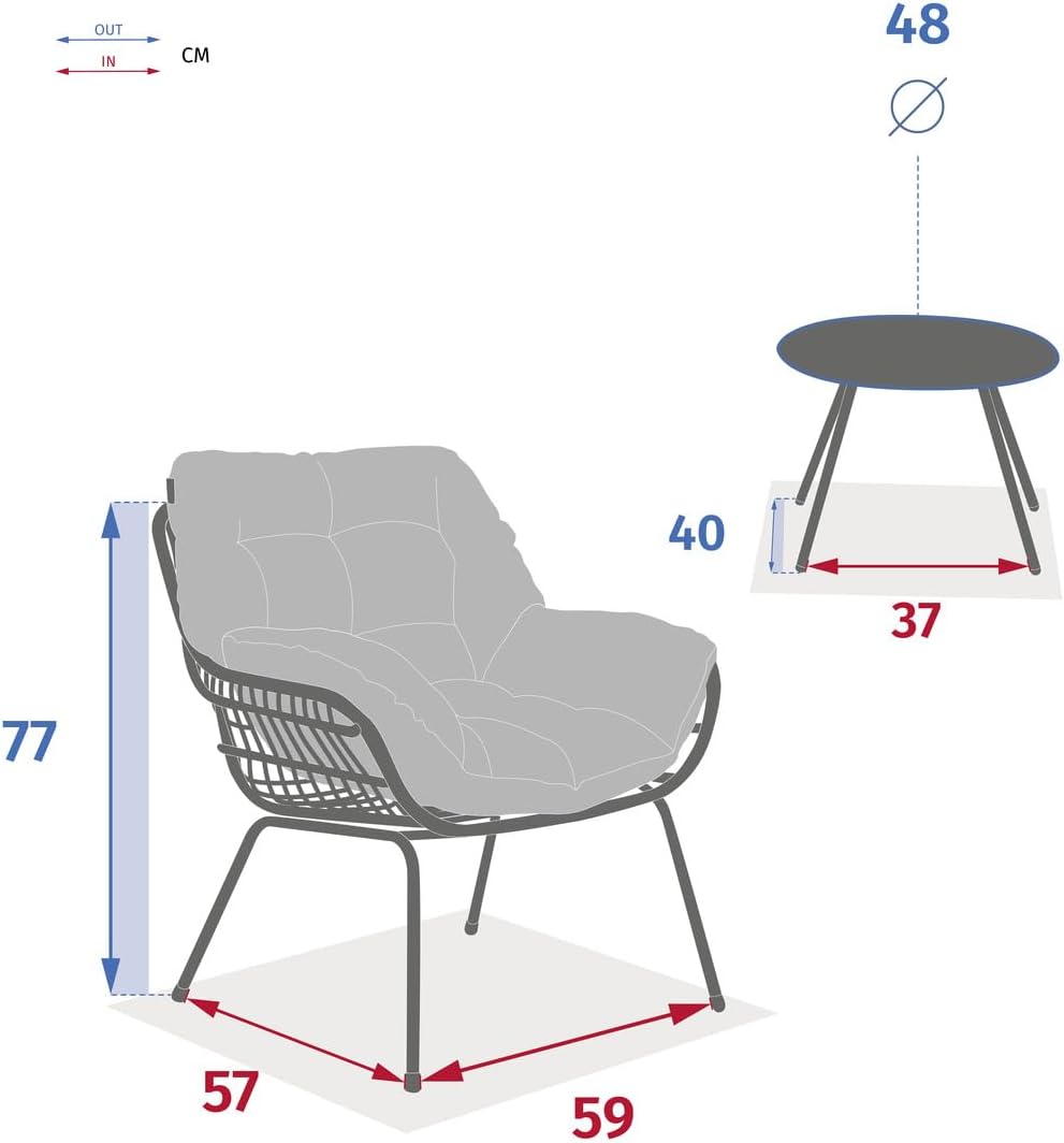 Hespéride - Paopao Duo - dimensions compactes - résine tressée, acier anticorrosion, coussins inclus