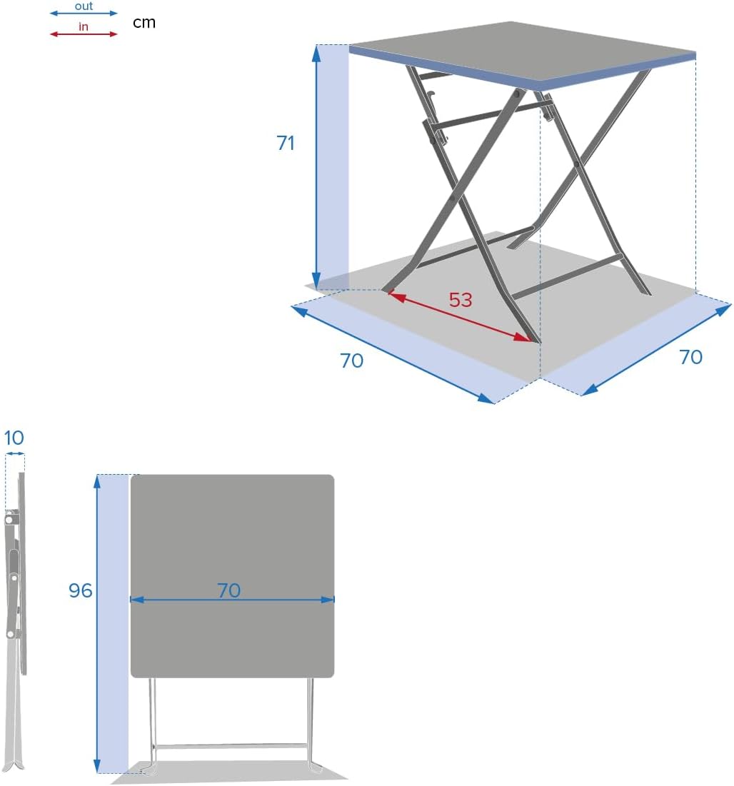 Hespéride - Greensboro - 2 places - Table carrée pliante acier époxy renforcé