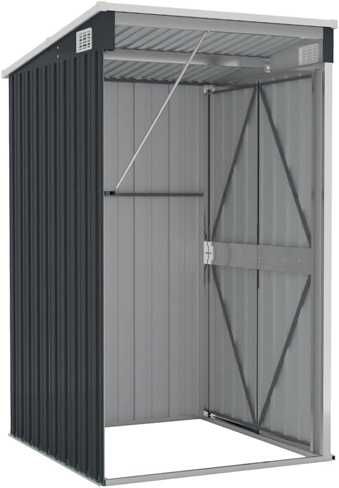 Solivagant Remise de Jardin Murale Anthracite 118x100x178 cm Acier,(22.7 KG)