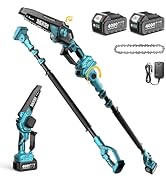 SEESII 2-in-1 Elagueuse sur Perche, Mini Tronçonneuse Brushless 6 Pouces avec 2 x 4000 mAh Batter...