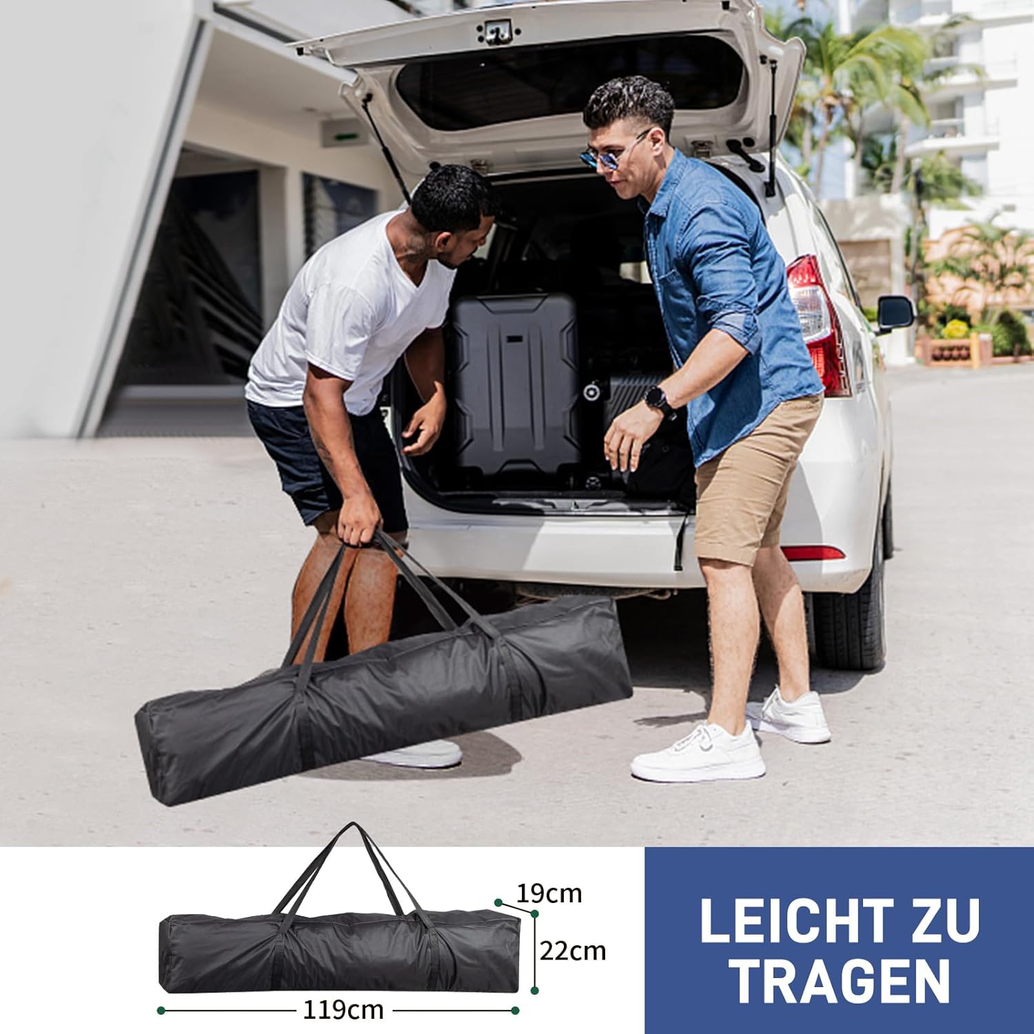 LEADZM - tonnelle pliante série pop-up - 3x3m - imperméable, UV 50+, 4 côtés, acier, hauteur réglable