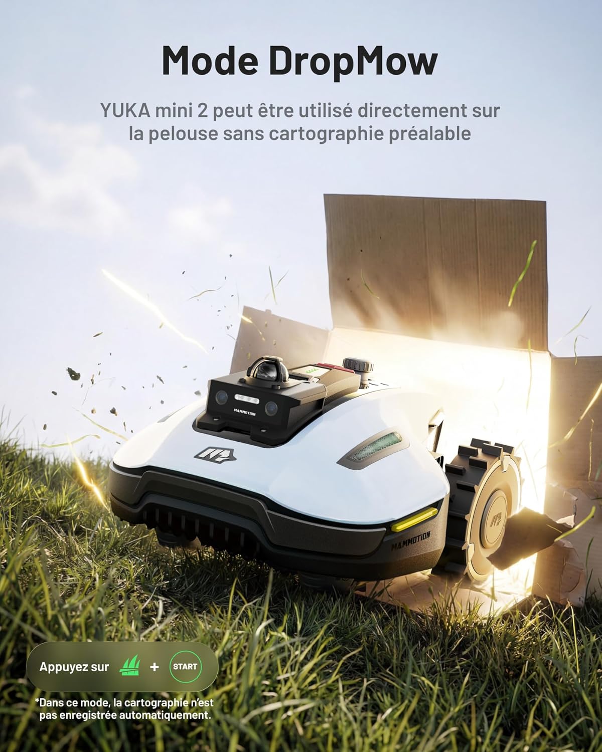 Mammotion - Yuka Mini 2 - robot tondeuse LiDAR, garage, IA, 800