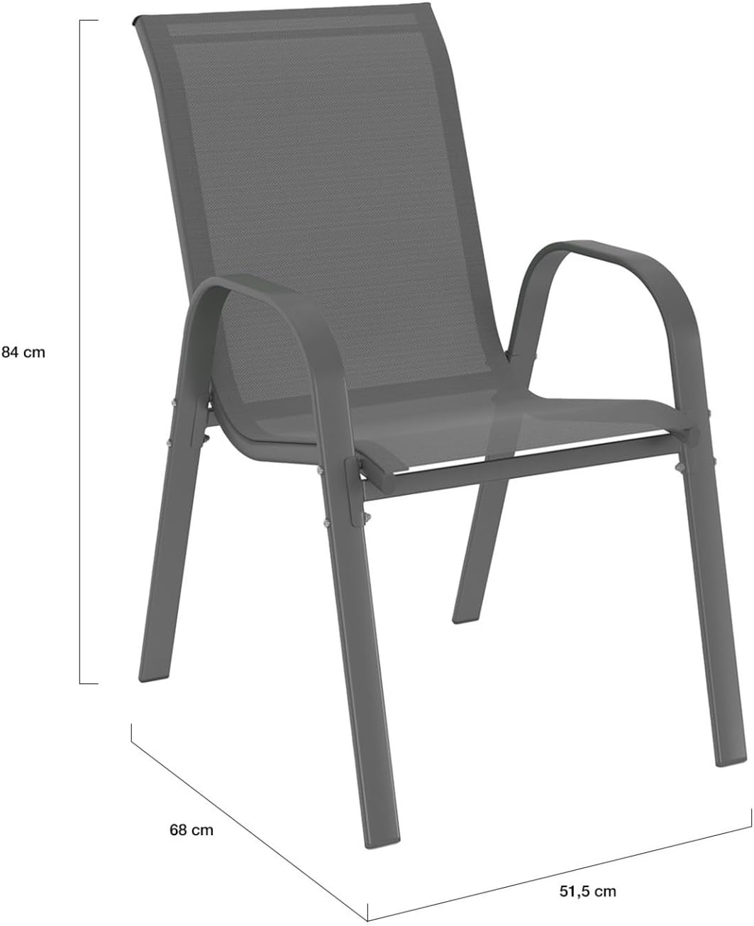 IDMarket - Madrid série - Table 240cm, 10 chaises empilables, gris anthracite