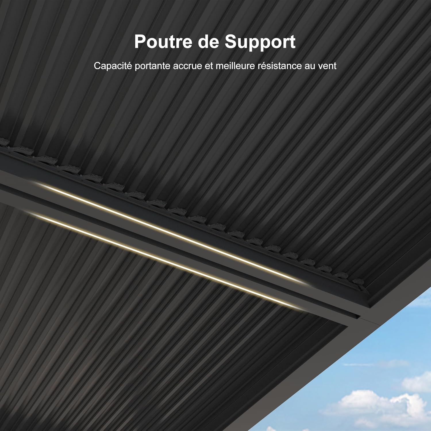PURPLE LEAF - Pergola bioclimatique 4x3,3m - alu, lames orientables, 13,2m²