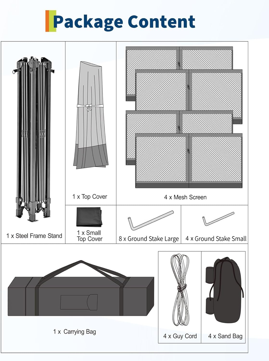 Garvee Montage One-Push, Protection UV 50+ – Tonnelle Pliante 3x3 m avec moustiquaire – Toit Double, 4 Sacs de Sable, Hauteur réglable, étanche – Idéal Jardin, terrasse, Barbecue