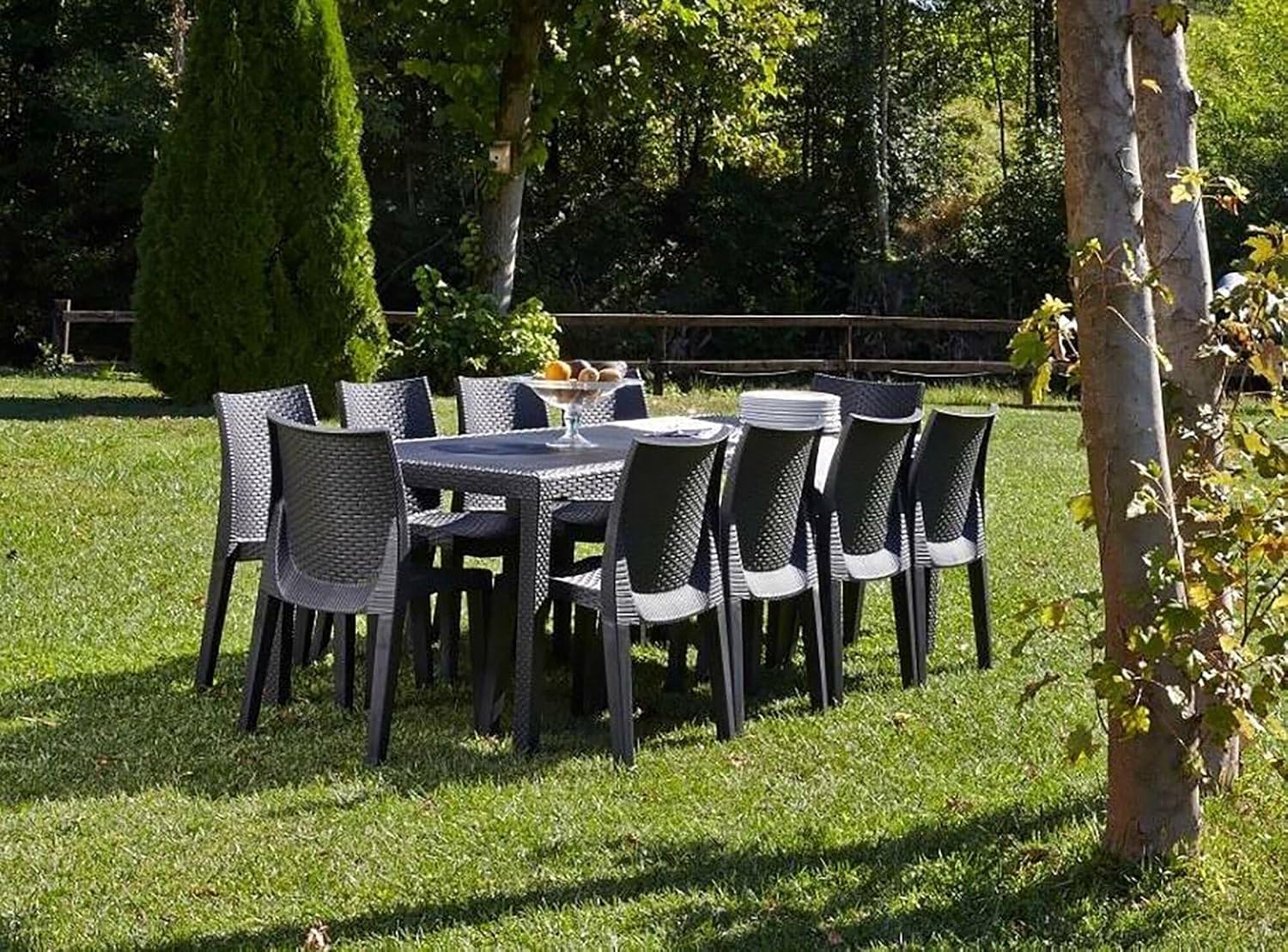Dmora - Roma Extensible - 150/220x90x72 cm - rotin, jardin, Made in Italy