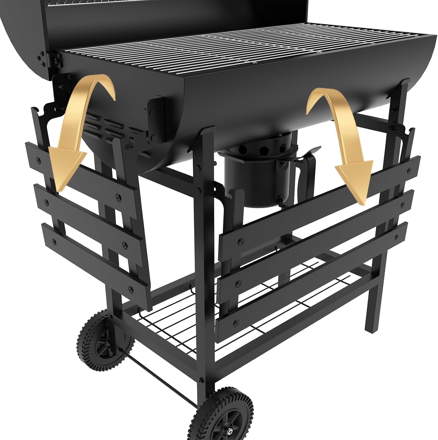 TEENO - Barbecue XXL à charbon, bois, couvercle, thermomètre - housse imperméable - GRILLXXL