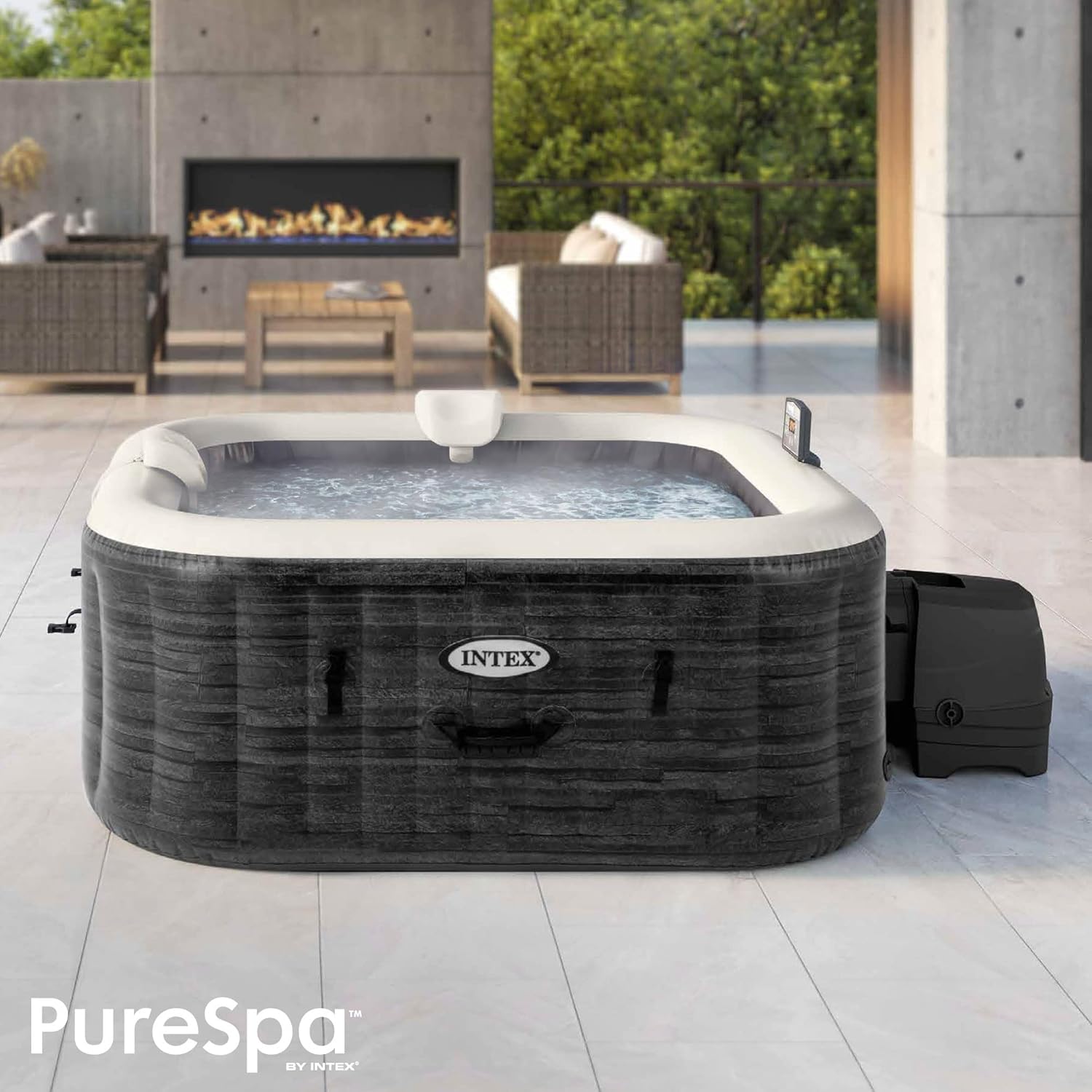Intex - Pure Spa Bulles 4 places, LED, Gris Ardoise - 28450EX