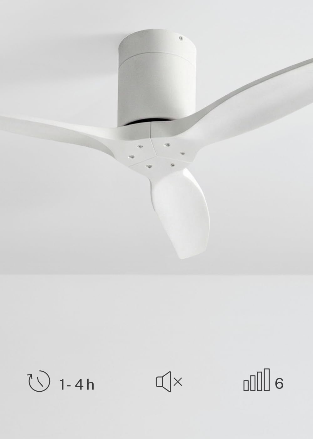CREATE WINDCALM S Ventilateur de plafond ABS blanc avec Wi-Fi et télécommande, 40 W, silencieux, Ø112 cm, 6 vitesses, minuteur, fonction été/hiver