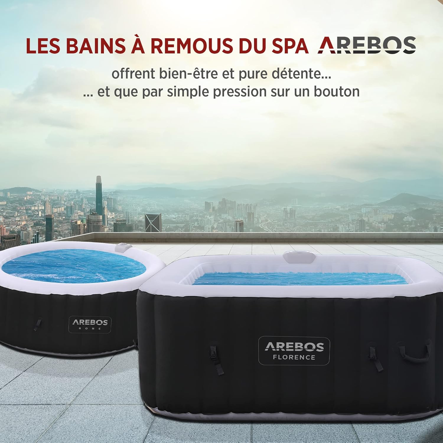 Arebos - spa gonflable rond 208 cm - 6 pers, 130 jets, 1000L, chauffage