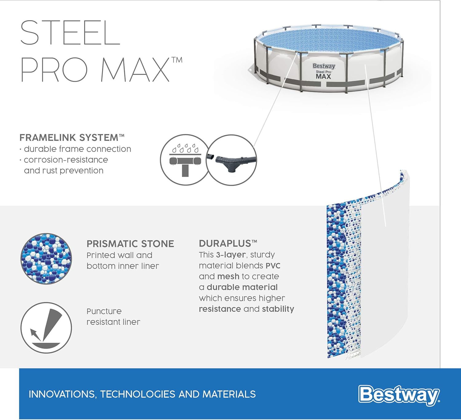 Bestway - Steel Pro Max Frame - Ø305x76cm - piscine avec pompe à filtre