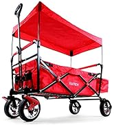 Fuxtec Bollerwagen faltbar FX-CT500 Rot mit Dach - Transportwagen klappbar | inkl. Hecktasche & V...