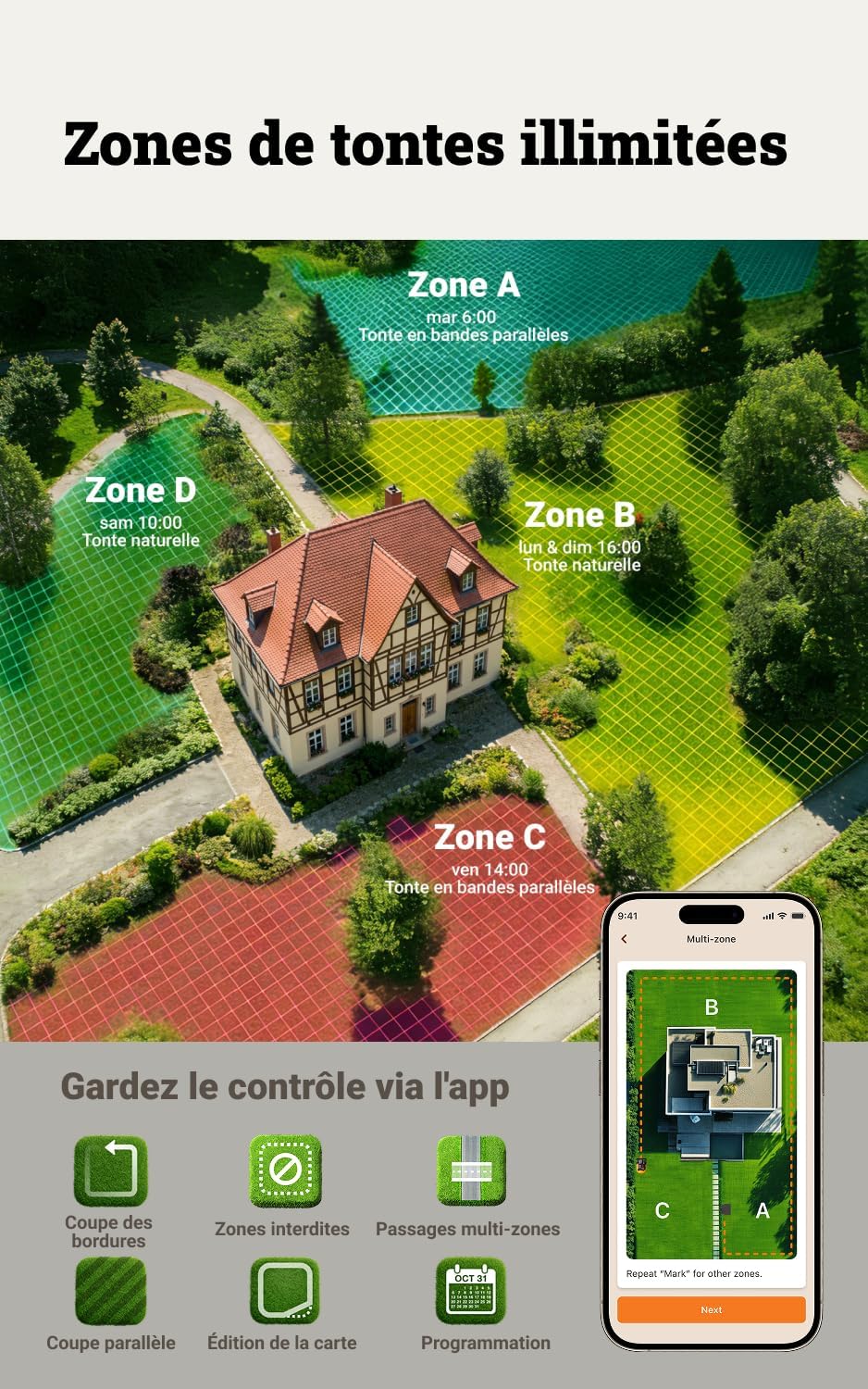 Worx - robot tondeuse Vision série - 1000 m², navigation IA, WR341E