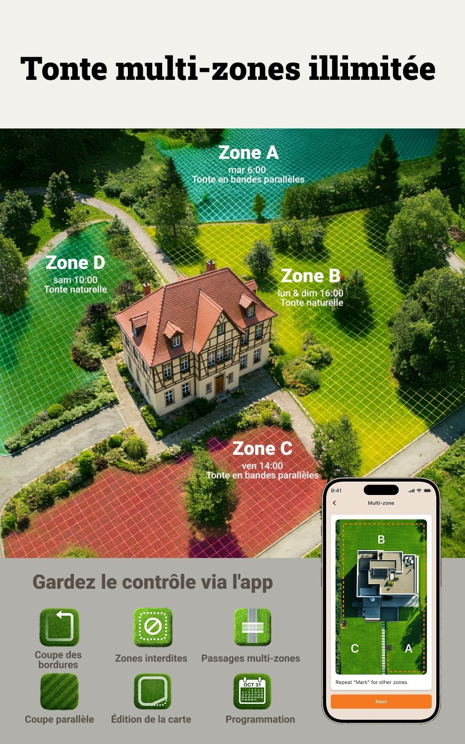WORX - robot tondeuse Vision Cloud 2WD - 600 m² - navigation IA avancée WR306E