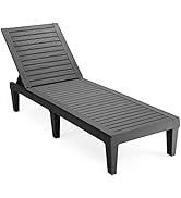 Giantex Chaise longue de jardin aspect bois Chaise longue en plastique avec 5 niveaux réglables