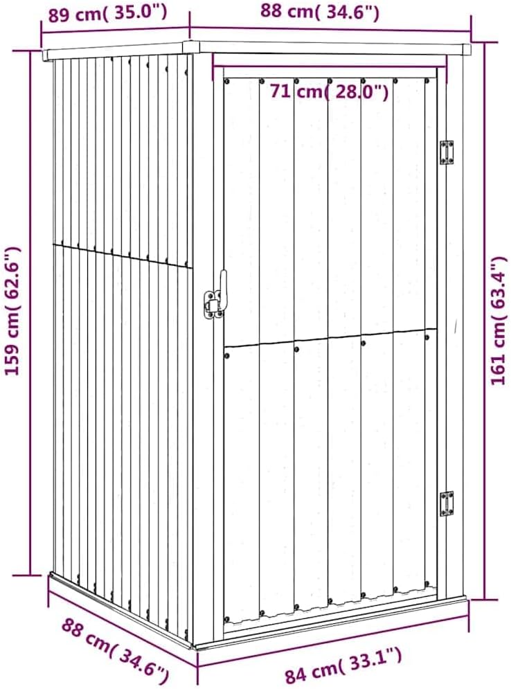 vidaXL Abri de Jardin, Acier Galvanisé, Anthracite, 88x89x159 cm, Armoire de Rangement Extérieure, Porte Verrouillable, Organisateur d’Outils, Résistant aux Intempéries, Terrasse